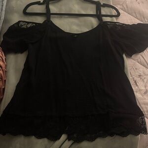 Elegant Black Lace Trim Women's Top torrid